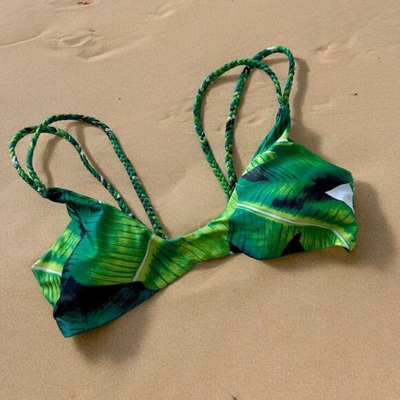 Palm Trees Bikini Top Green Size Medium - Picture 2 of 7